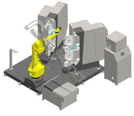 RTAF-AG0204L- DUAL-Stations- Robot Grinding Machine Robot Grinder For Large Size Brass Faucet